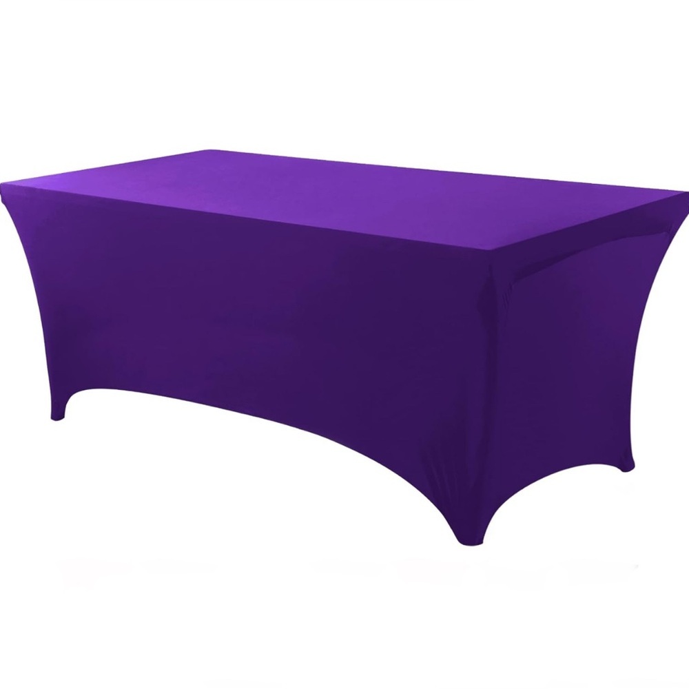 Utopia Kitchen 6FT Spandex Tablecloth 200 GSM, Purple Fitted, Rectangle Cover